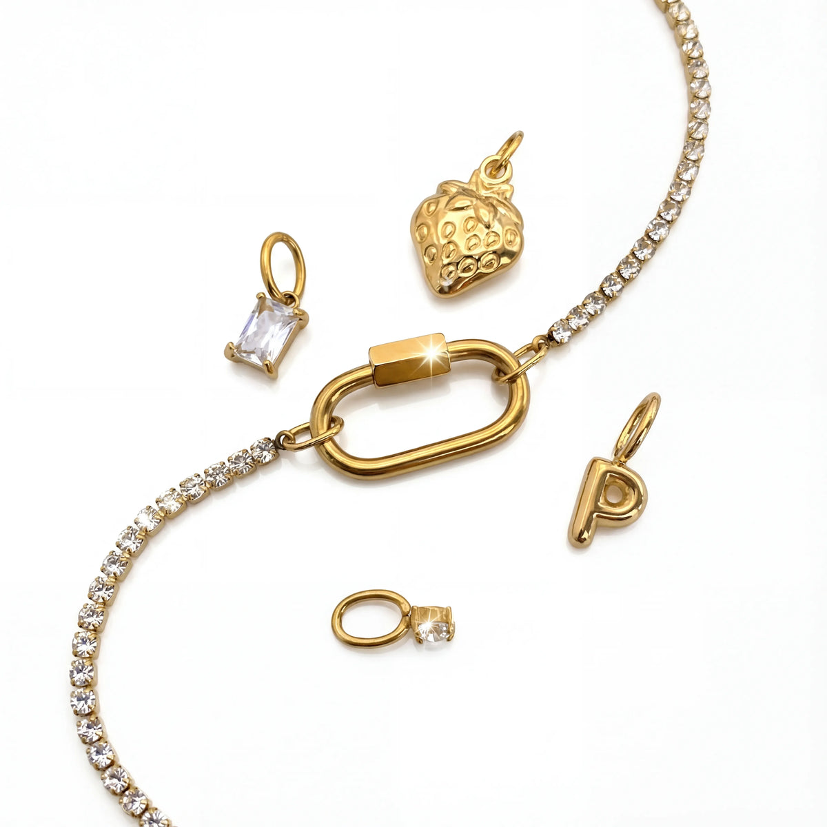 Strawberry Initial Charm Necklace