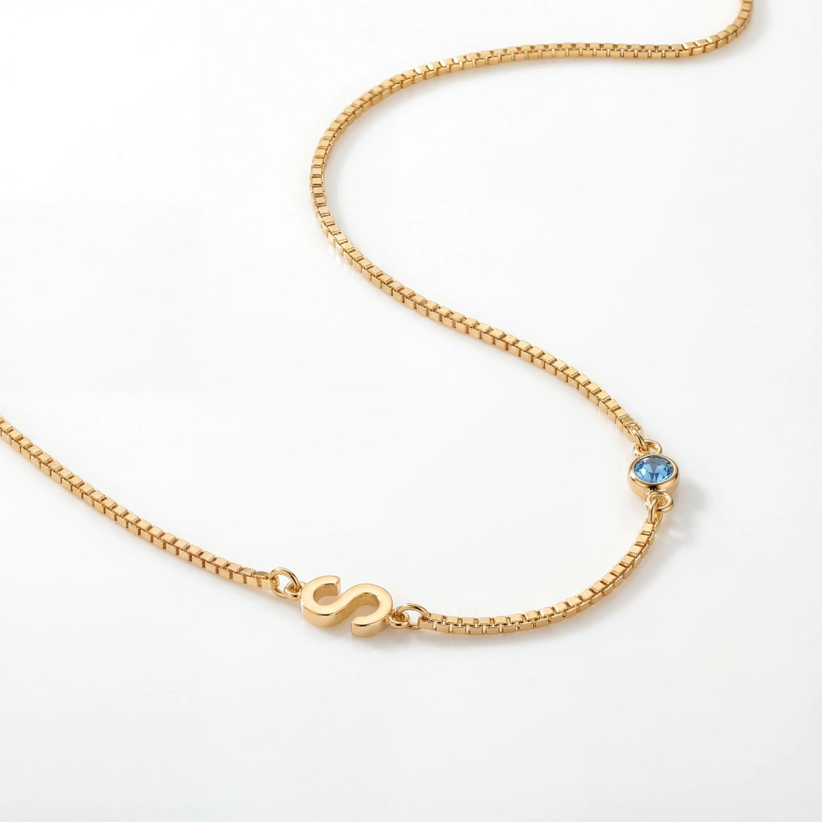 Personalized necklace with initial and birthstone