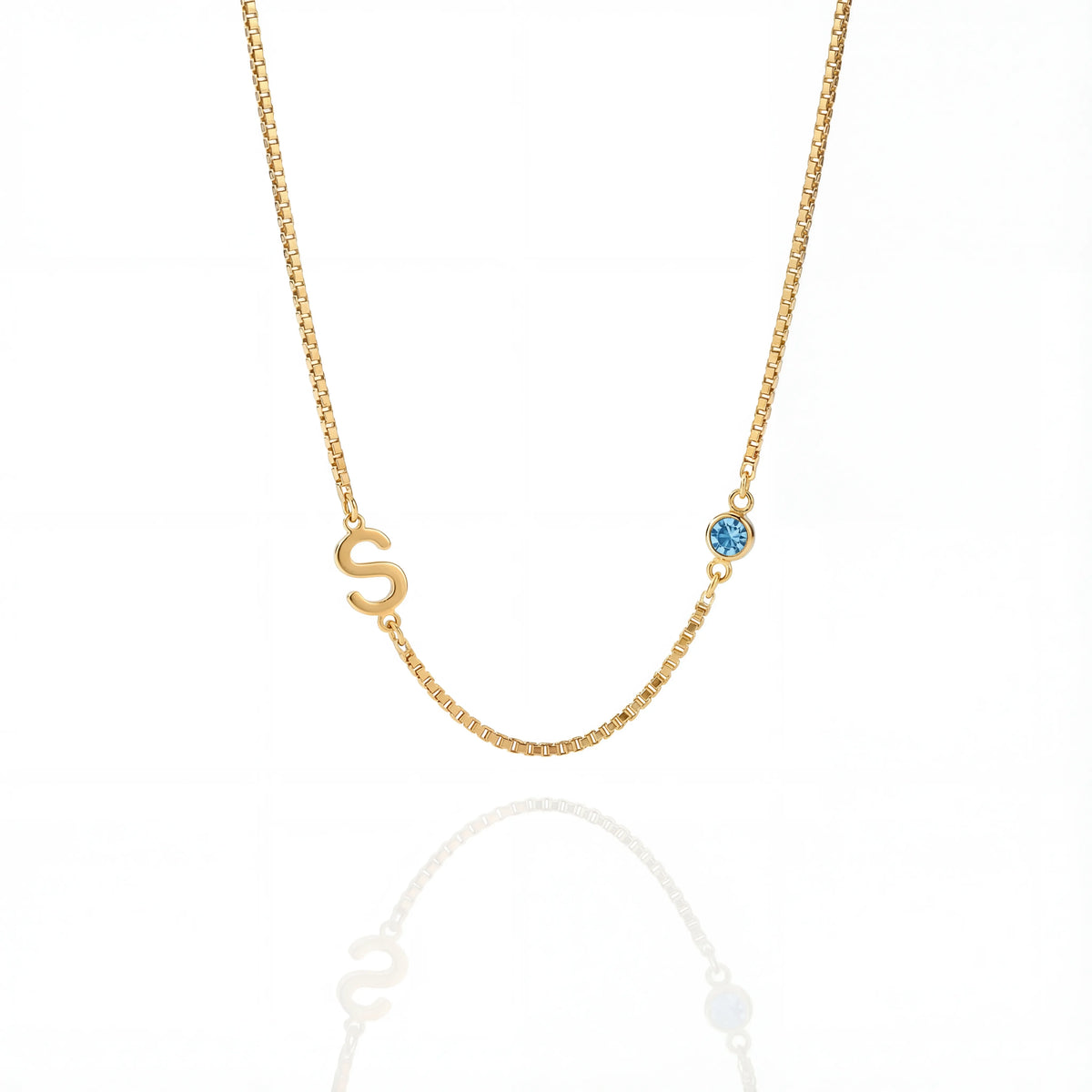Personalized necklace with initial and birthstone