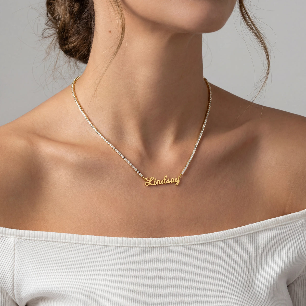 Custom Name Necklace with Zirconia