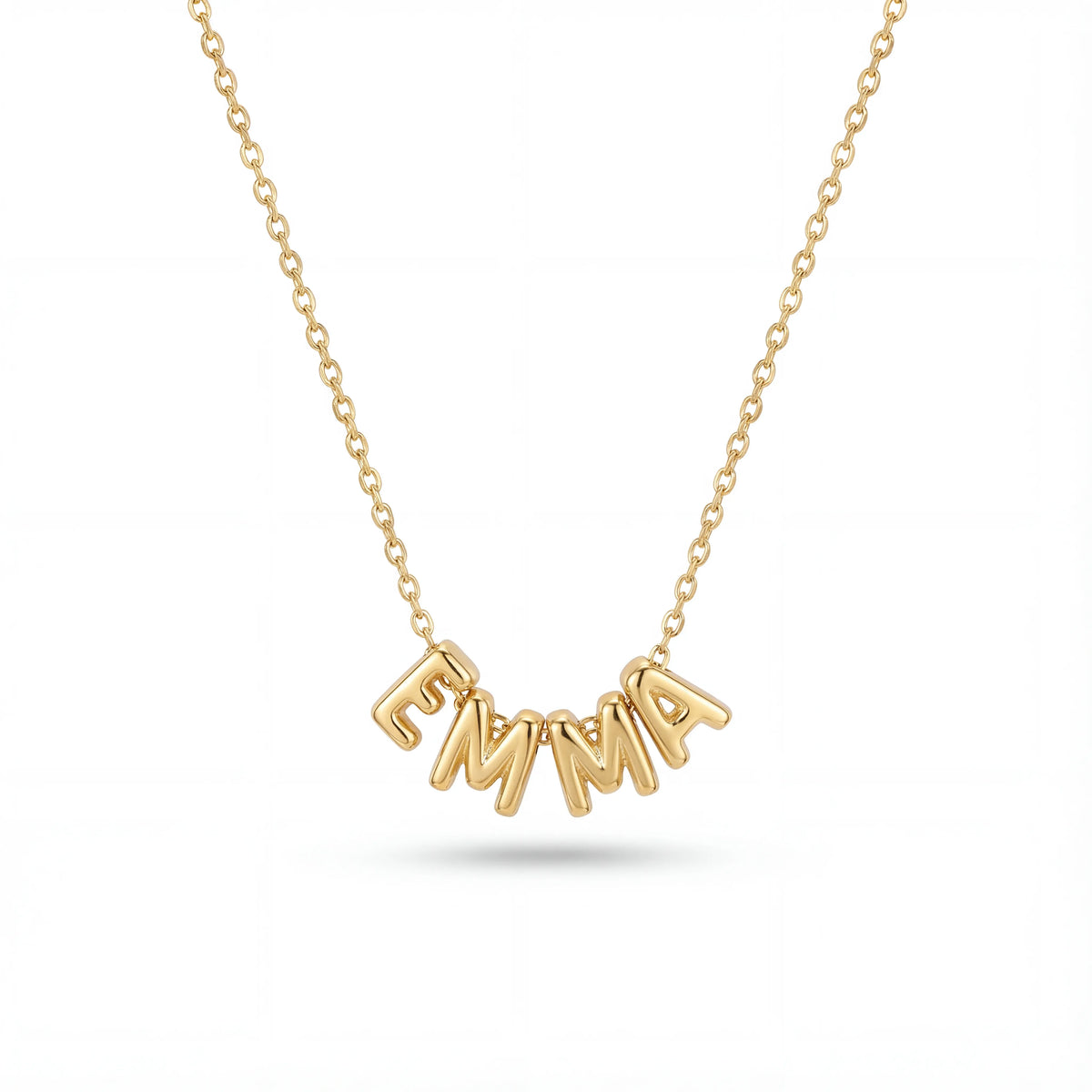 Personalized necklace with bubble letters