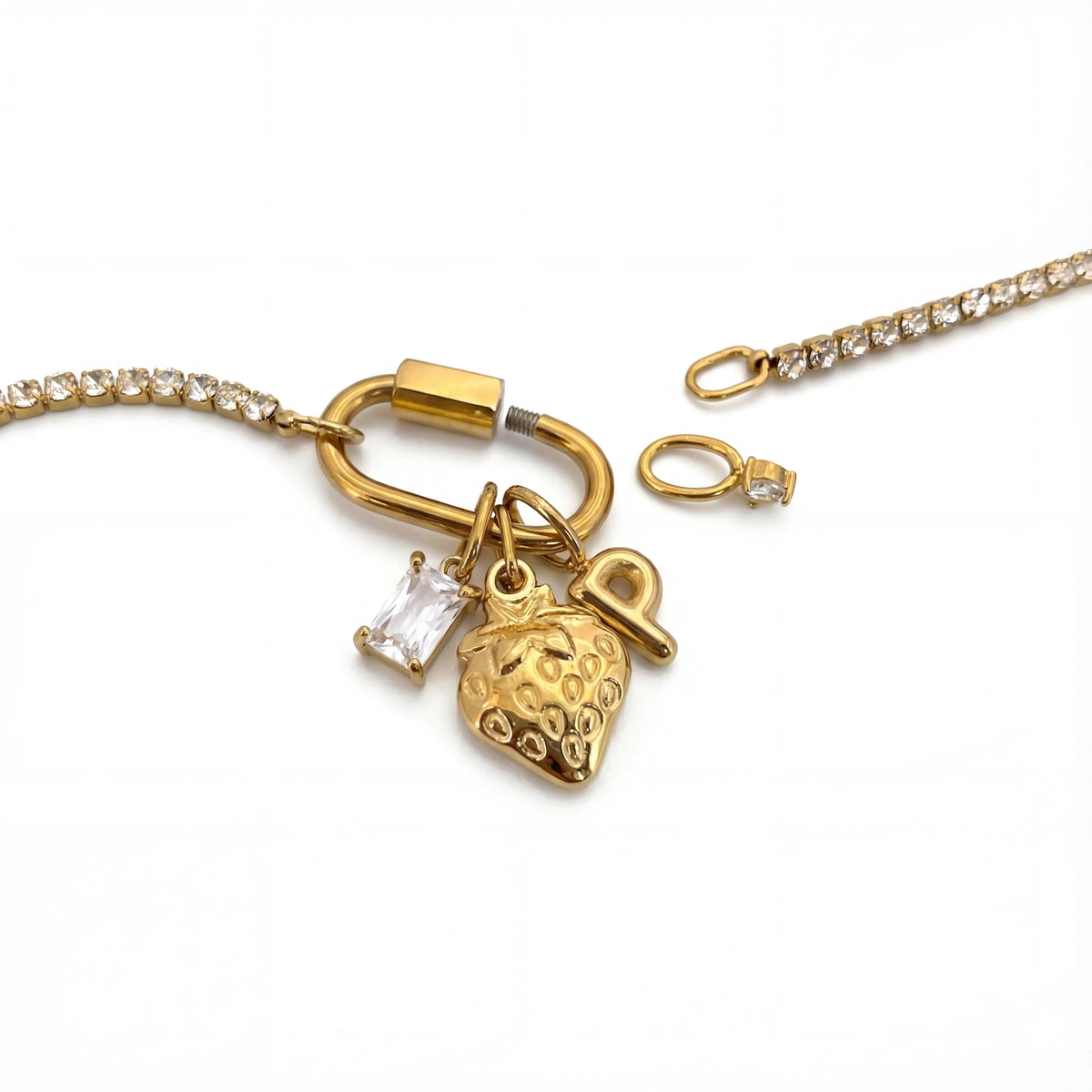 Strawberry Initial Charm Necklace