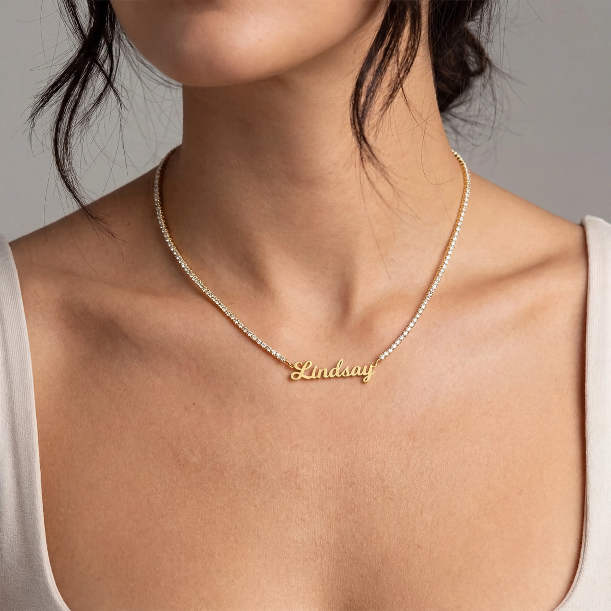 Custom Name Necklace with Zirconia