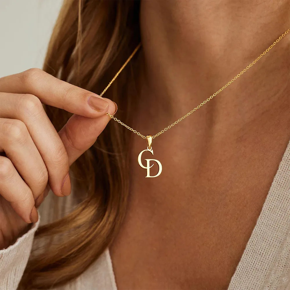 Custom double letter necklace