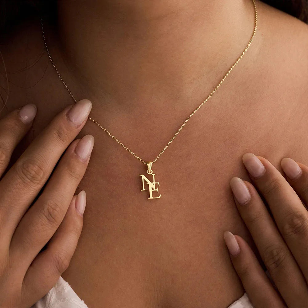 Custom double letter necklace