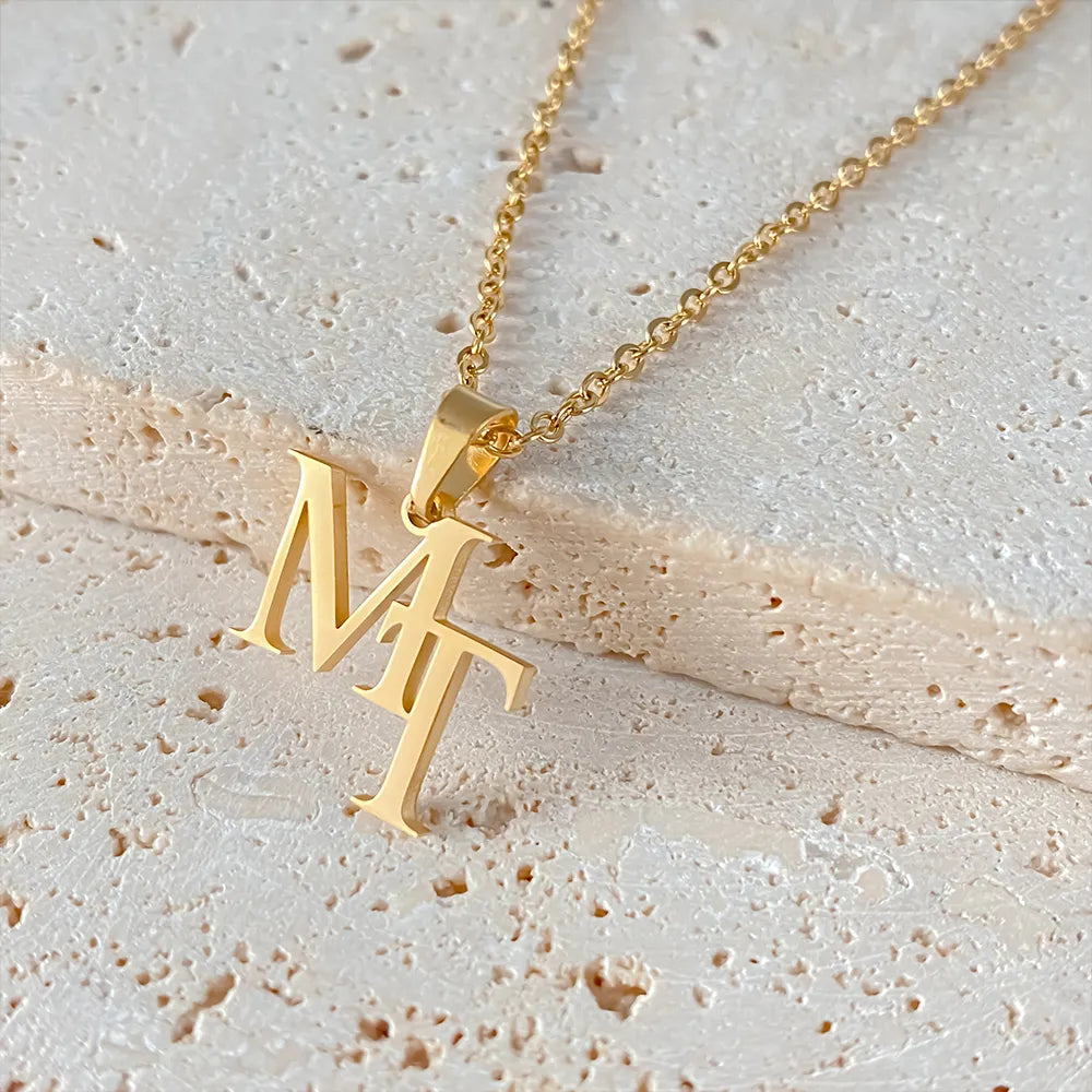 Custom double letter necklace