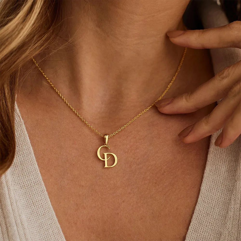 Custom double letter necklace