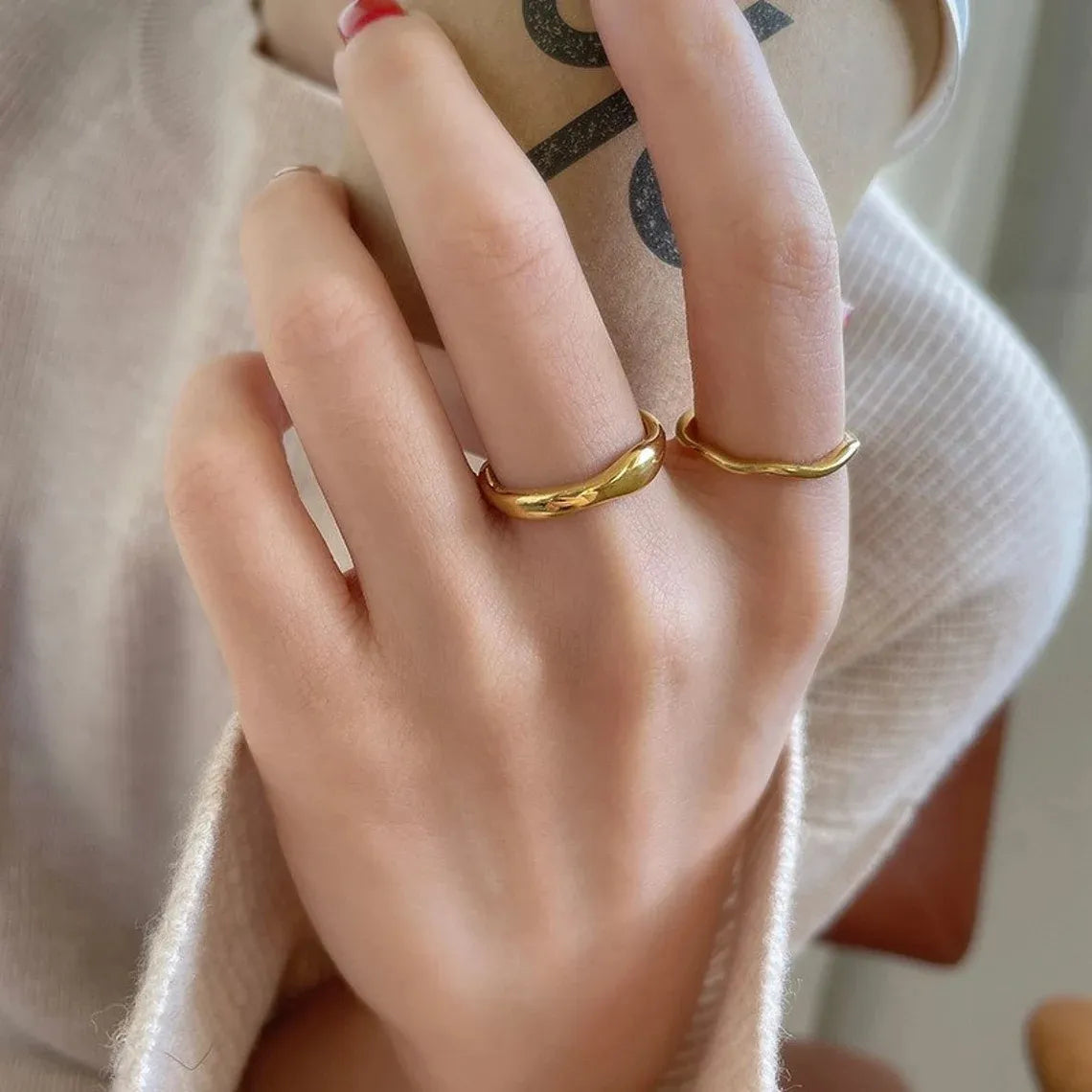 Organic Wave Ring Set