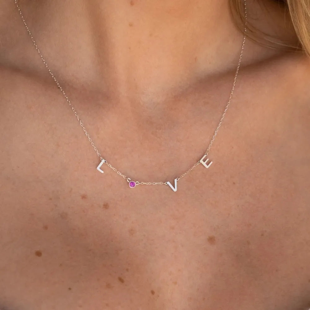 Birthstone Letter Necklace