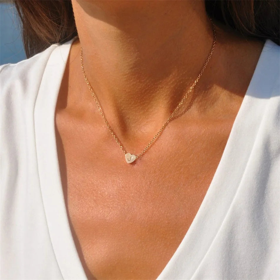 Personalized Singel Heart Initial Necklace