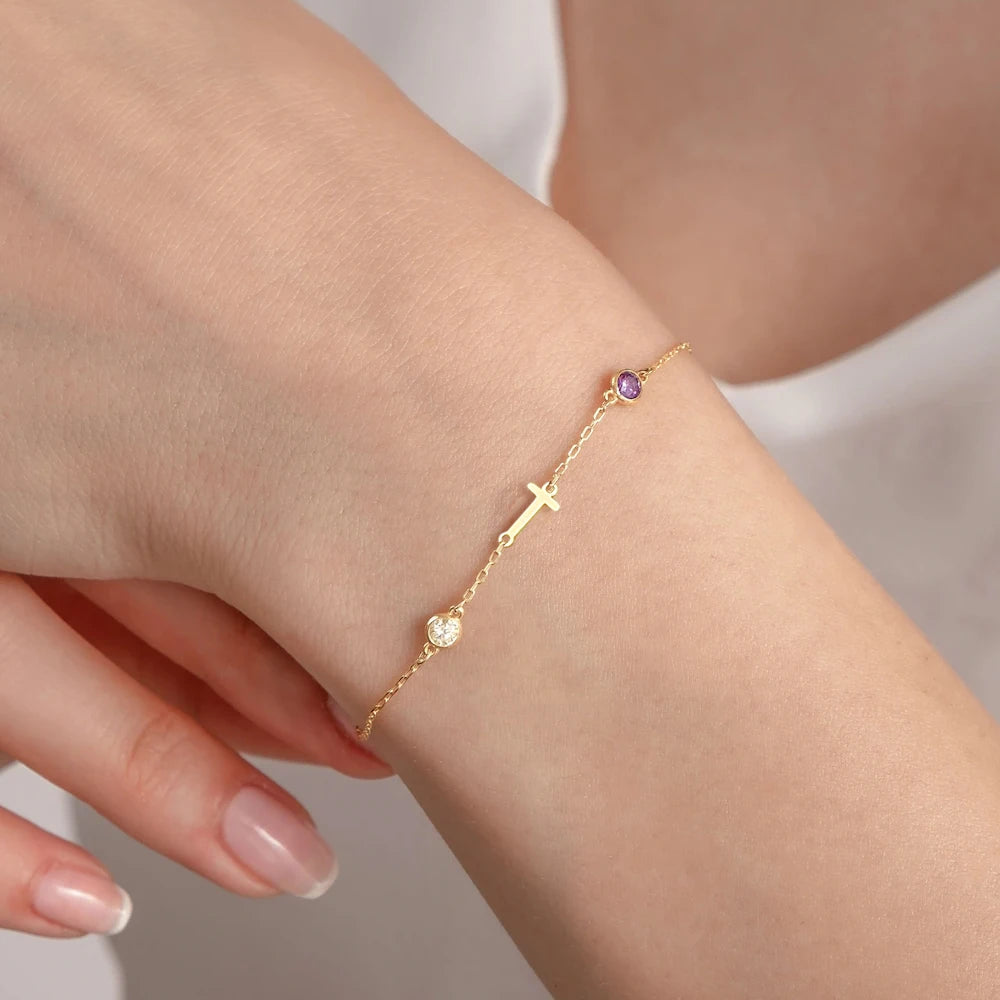 Personalized bracelet with name and birthstone