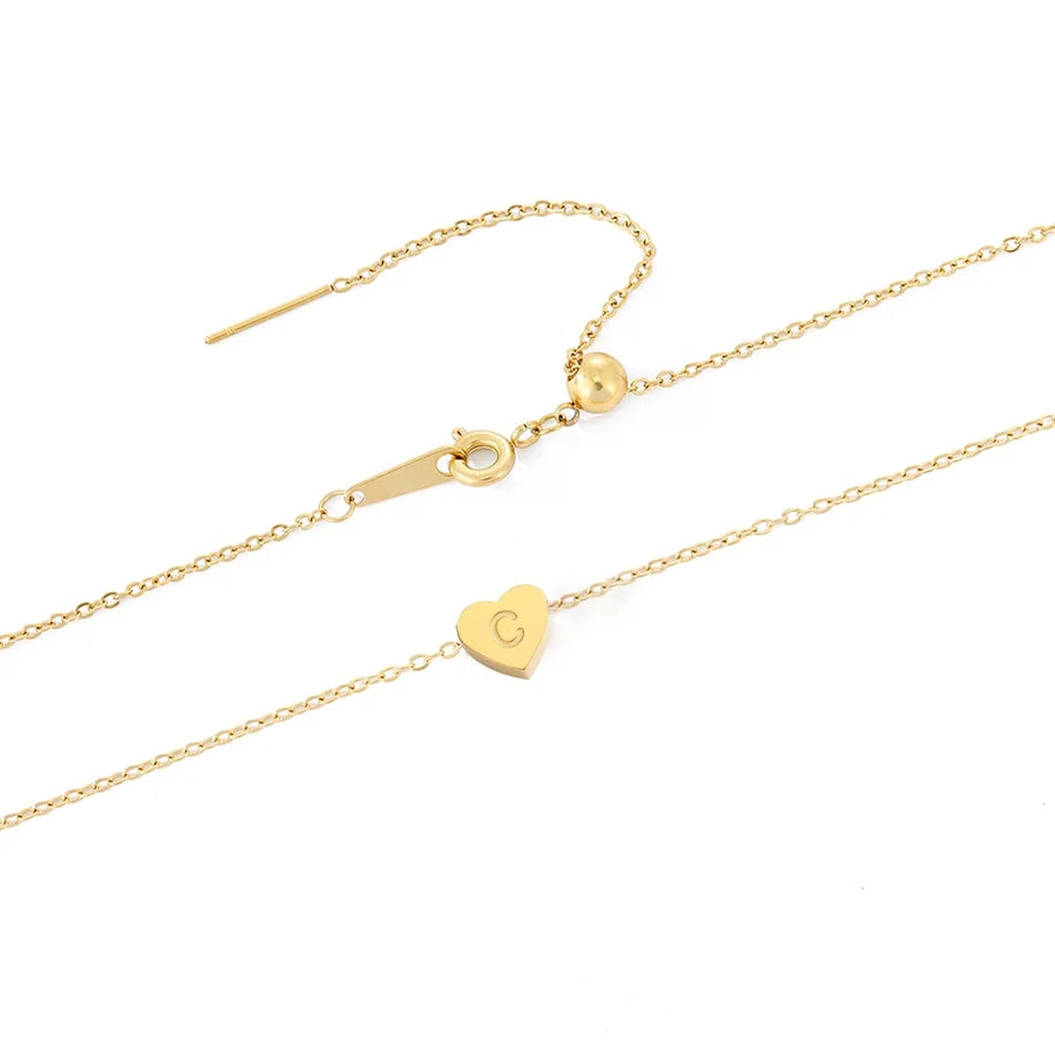 Personalized Singel Heart Initial Necklace