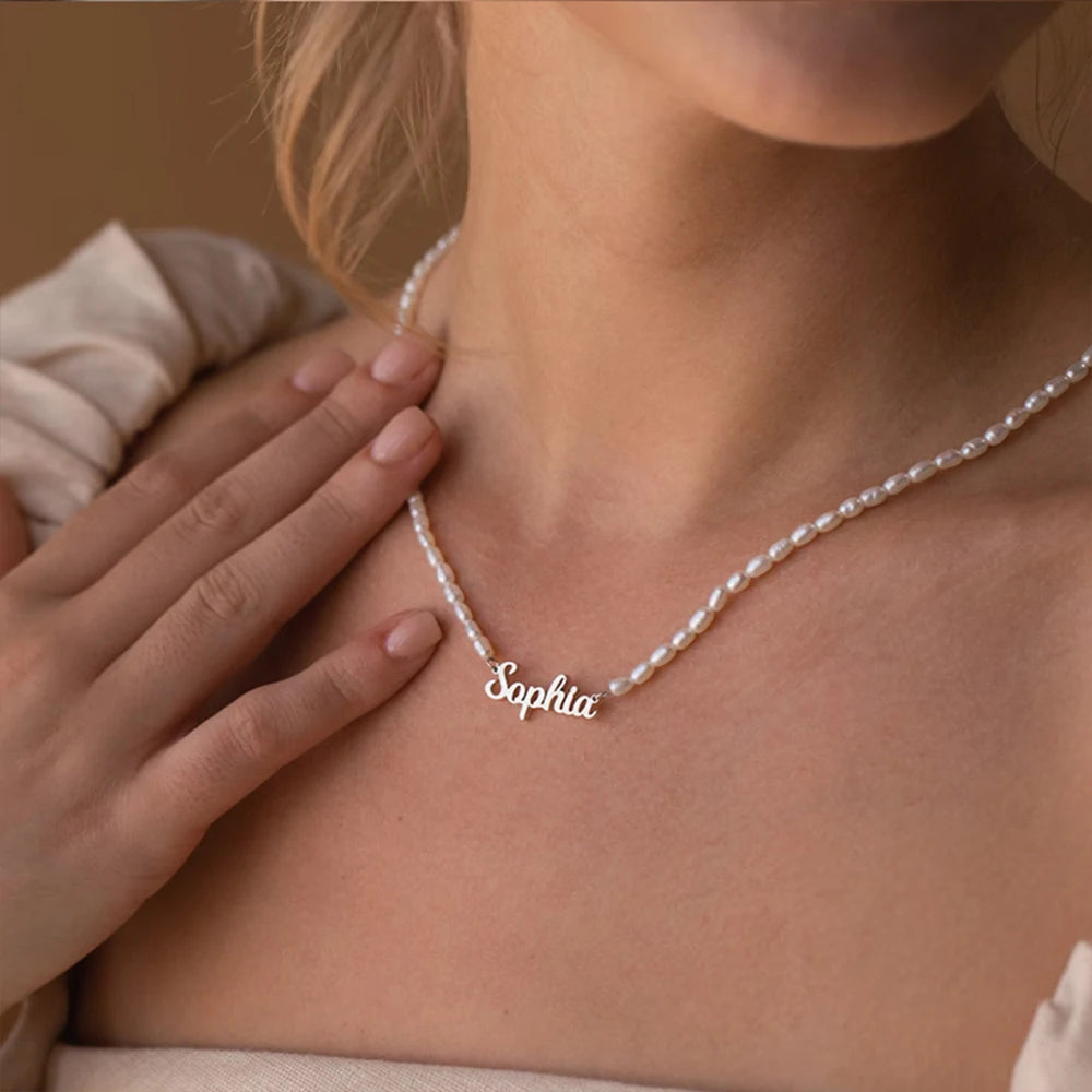 Personalized Freshwater Pearl Name Necklace