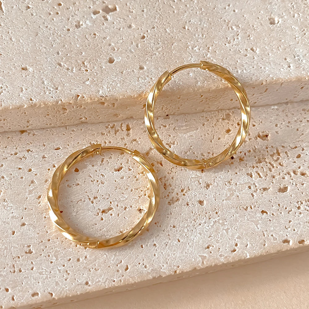Twisted Huggie Hoop Earrings