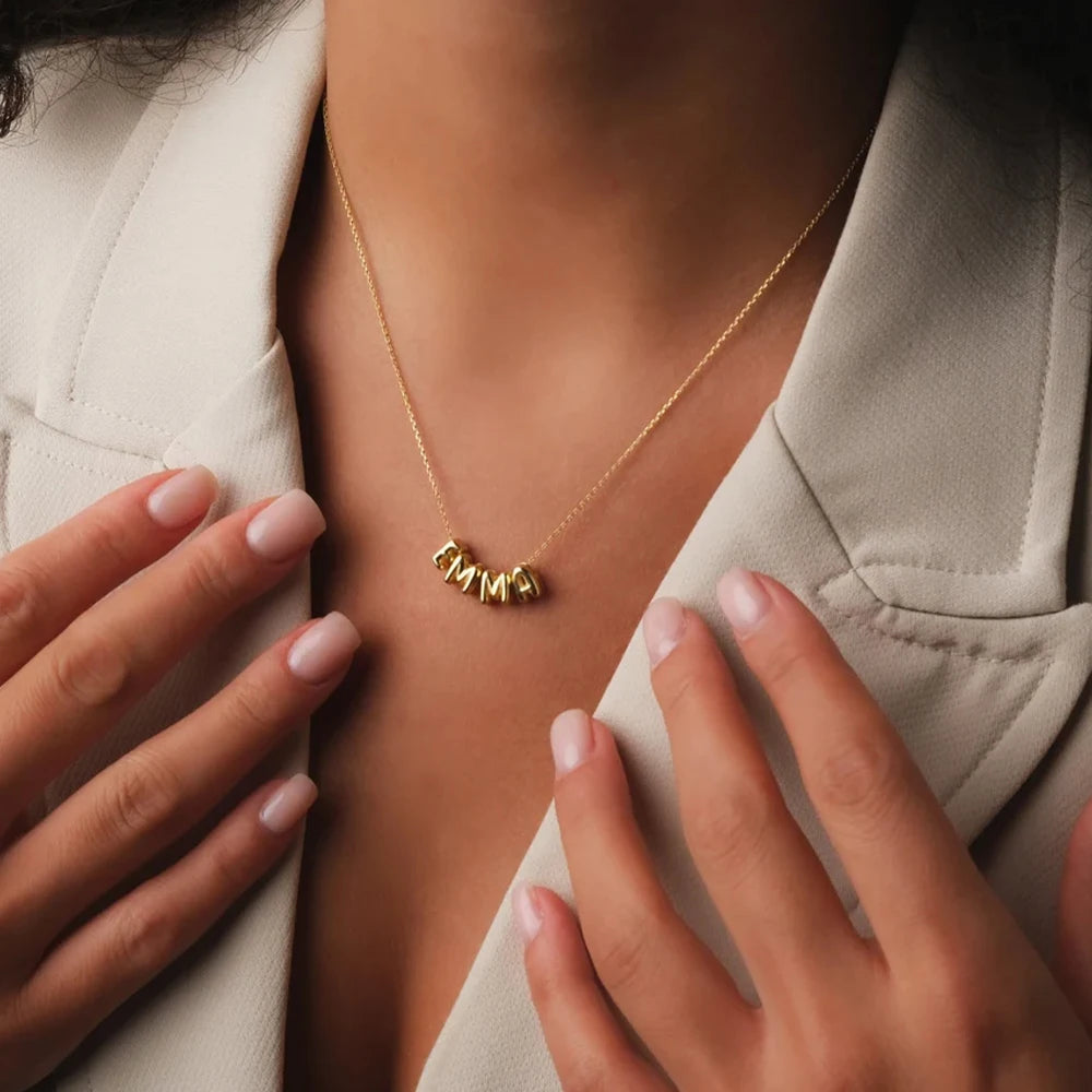 Personalized necklace with bubble letters