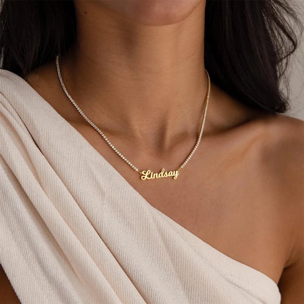 Custom Name Necklace with Zirconia