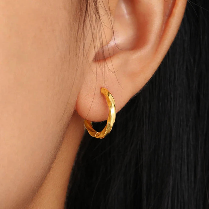 Twisted Huggie Hoop Earrings